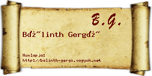 Bálinth Gergő névjegykártya